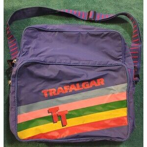 Vintage Trafalgar TT Messenger Travel Bag Carry On Blue Tote Rainbow LGBT Pride